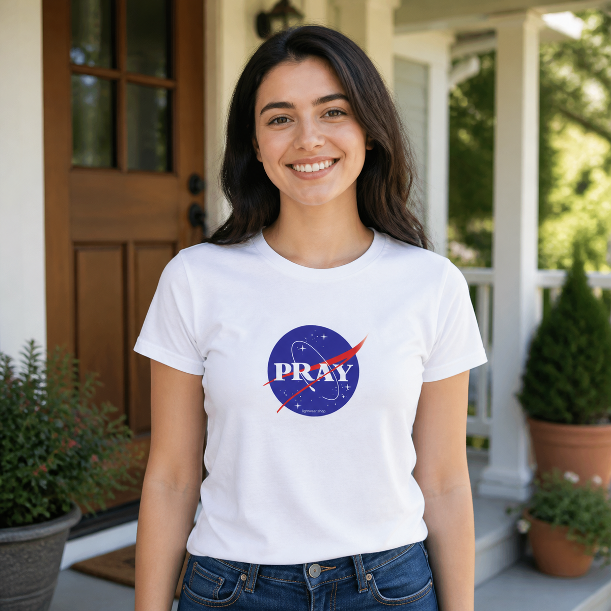 Pray Women's Christian T-Shirt – White